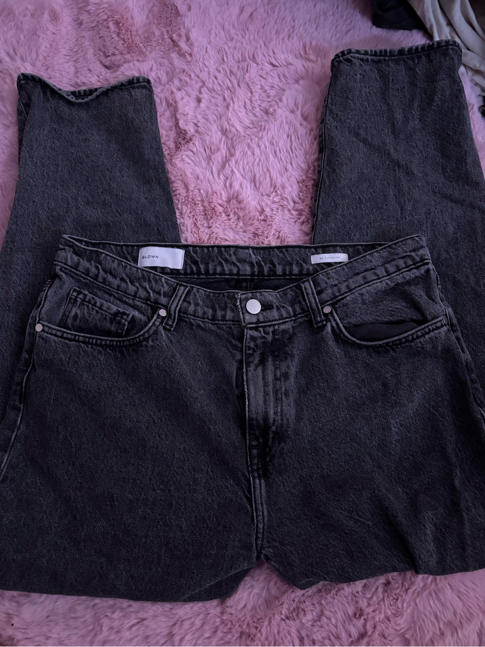 BLDWN Washed Black Wide Leg Jeans